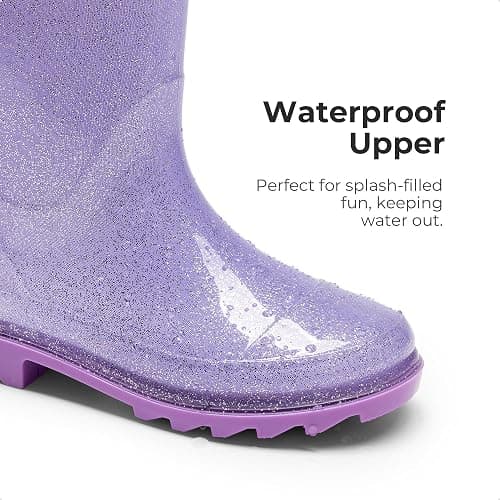 DREAM PAIRS Kids Rain Boots Glitter Boys Girls with Easy-on Handles Sparkly Waterproof Boots Outdoor Playing Rain Boots Unisex-Child thumbnail 3
