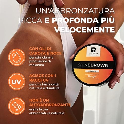 BYROKKO Shine Brown Crema Abbronzante Solare (210 ml), Acceleratore Abbronzatura efficace al Sole e nei Lettini Solari, con Ingredienti Naturali, per Tutte le tonalità di pelle - 190 ml (Confezione da 1) thumbnail 5