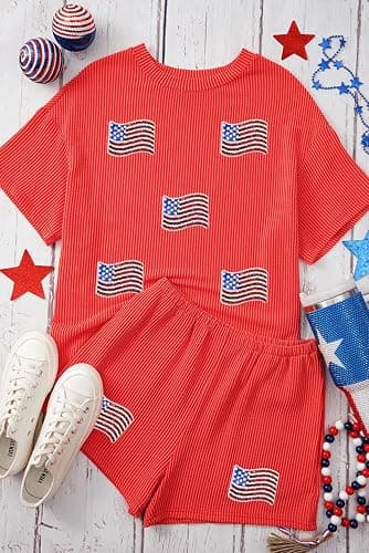 YBHUO Womens Pajama Sets 2 Piece Pjs Sleepwear Soft Comfy Short Sleeve Tops and Shorts Lounge Set Loungewear Outfit thumbnail 5