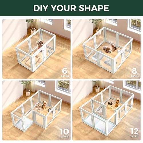FXW AuraSpace Acrylic Indoor Dog Playpen for Puppies and Small Dogs, 24 Inch, 8 Panels, White thumbnail 5