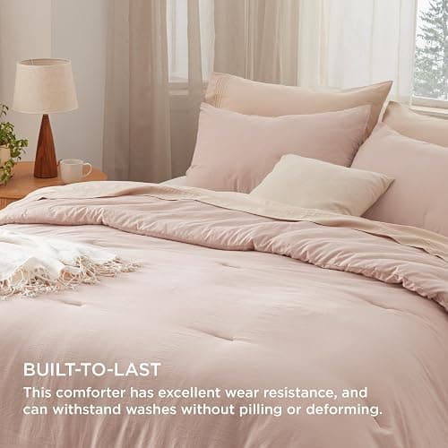 Bedsure King Size Comforter Set, Dusty Rose Soft Prewashed Bedding for All Seasons, 3 Pieces GentleSoft™ Warm Down Alternative Bed Set, 1 Lightweight Comforter (104"x90") and 2 Pillowcases (20"x36") - King - 09 - Dusty Rose thumbnail 3