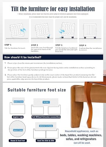 EclatBain Bed Risers Furniture Risers Heavy-Duty Rectangular Adjustable Block Lift to 3 inches and 4.3 inches Desk, Sofa, Chair Legs, Refrigerator, Washing Machine Support up to 4000 pounds thumbnail 8