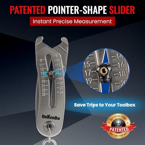 UNKENBO® Bolt Size Finder Tool Keychain - Gauge Bolts & Nuts Head SAE 5/16 to 1" & Metric 8 to 25mm, Wrench & Socket Size Finder, Bolts Nuts Head Measuring Tool Gifts for Men (Galaxy Silver) thumbnail 2