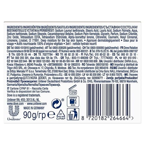 Dove Original Beauty Cream Bar 3 in 1 deterge, idrata e nutre Sapone da bagno senza solfati per una pelle morbida e liscia, adatto per l'uso quotidiano, 6x90g thumbnail 5
