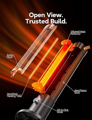 Patio Heater for Outdoor Use, Infrared Electric Outdoor Heater, 1500W Instant Heating, 60-Degree Oscillation, 9 Heat Levels, 9H Timer, Remote, for Garage, Backyard, Large Room, Indoor, 32.2", Black thumbnail 5
