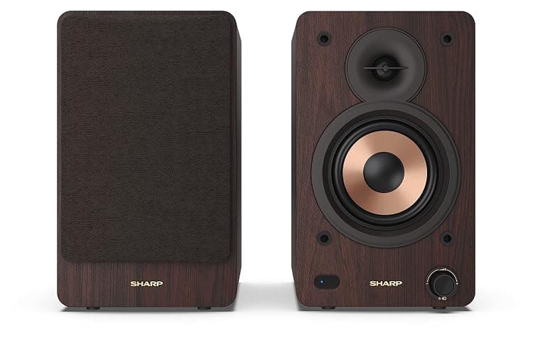 Sharp CP-SS30(BR) Altoparlanti attivi a 2 vie, custodia in legno da 60w RMS (2x30 W), Bluetooth v5.0, USB, ottico, ausiliario e RCA, regolazione bassi e alti, griglie rimovibili, telecomando. thumbnail 2