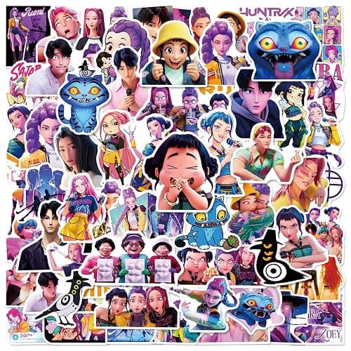 60pcs Cool Demon Movie Hunters Stickers for Kids Teens Girls Adult, Waterproof Vinyl Movie Decal for Water Bottle Skateboard Guitar Travel Case Bike Laptop,Car Bumper,Luggage,Phone (LMNT60) - Image 1
