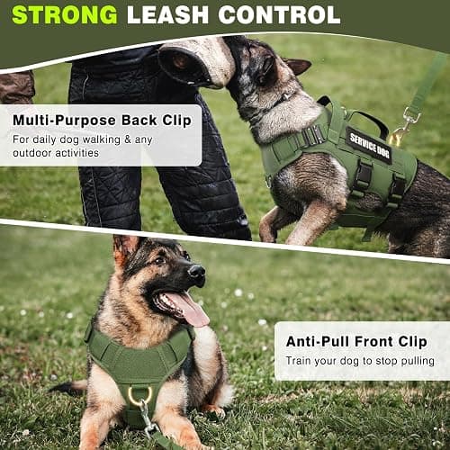 WINSEE Service Dog Vest Harness for Medium Dog, Tactical Working MOLLE Vest with 10 Pet Patches, No Pull Heavy Duty Harness for Training Walking thumbnail 3