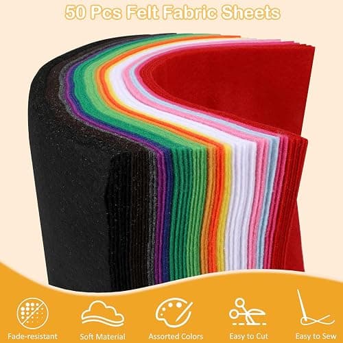 KaKaPops Thin Felt Fabric Sheets, Assorted Colors Soft Felt Sheets for Crafts DIY Patchwork Sewing Projects Decoration (Soft 15 Colors, 8×12 inches) thumbnail 3