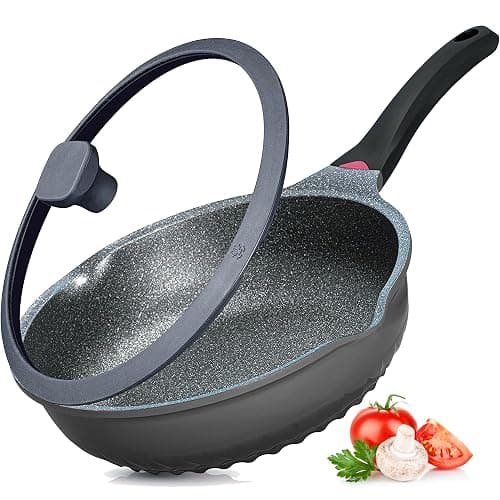 Vinchef New Handle Update 11In/5Qt Aluminum Nonstick Deep Frying Pan with Lid and Heat Indicator, Anti Scratch and Anti Stain Deep Saute Pan, Induction Compatible - Image 1