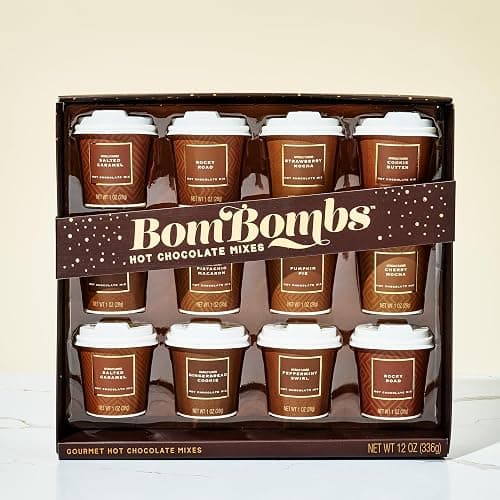 BomBombs Mini Hot Chocolate Gift Set in Signature Brown Packaging, Dessert Flavors Include Rocky Road, Cookie Butter, Pumpkin Pie & More, Set of 12 thumbnail 9