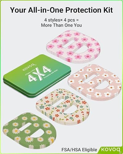 Kovoq Omnipod 5 Overpatches, 16 Pack Waterproof Sweatproof Pod Pals Omnipod 5 Adhesive Overlay, Pre-Cut Adhesive Patch with Strap for Sensitive Skin, Breathable Reusable Tin (Flower) thumbnail 7