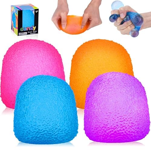 4Pcs Textured Stress Balls for Autism, Squishy Doh Fidget Toys, Sensory Squeeze Hand Exercise Stress Ball Toys for Adults & Kids, Relax, Anxiety, Fidget, Tension and Stress - Image 1