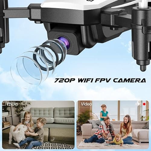 SIMREX X300C Mini Drone with Camera 720P HD FPV, RC Quadcopter Foldable Drone with Altitude Hold, 3D Flip, Headless Mode, Gravity Control and 2 Batteries, Gifts for Kids, Adults, Beginner (White) thumbnail 4
