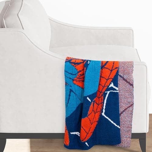 Jay Franco Marvel Spiderman Feather Knit Throw Blanket 50x60 Super Soft | Fluffy Fuzzy Fleece for Kids & Adults, Lightweight Cozy Machine Washable, Officially Licensed Marvel Throw, Couch & Bed, Blue thumbnail 6