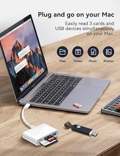 OPxjzws SD Card Reader, USB C to Micro SD/TF/CF Memory Card Reader, 4 in 1 USB Type C Camera Adapter for iPhone 15, iPad Pro, MacBook, Supports Memory Card SD/Micro SD/TF/Compact Flash thumbnail 3