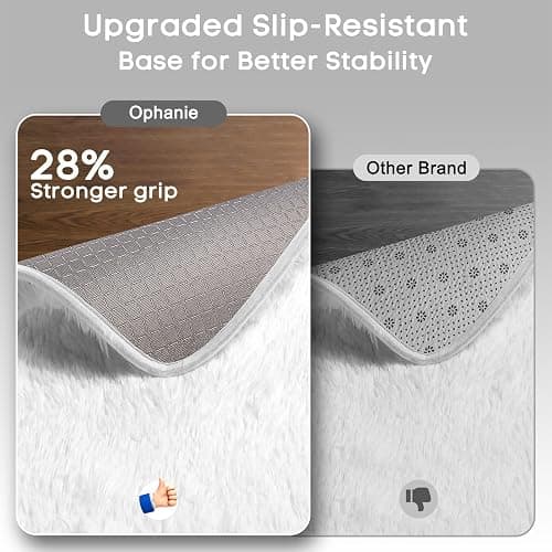 Ophanie White Area Rugs for Bedroom Fluffy, 4x6 Fuzzy Shag Plush Soft Shaggy Bedside Cream Rug, Ivory Living Room Carpet for Girls Kids Baby Teen Dorm Home Decor Aesthetic, Nursery - 4x6 Feet - 3- White thumbnail 4