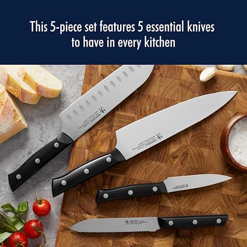 Henckels Dynamic 5-Pc Knife Set with Chef, Bread, Utility, Paring, Santoku | The Perfect Kitchen Knife Set for Effortless Cutting, German Engineered, Informed by 100+ Years of Mastery. Dishwasher safe thumbnail 4