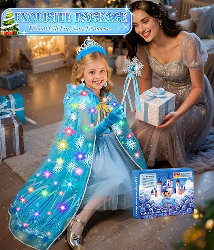 Princess Dress up for Girls 4-6, Light up Unicorn Princess Cape with Crown | Gloves Princess Toys for Girls 3-6 Jeowoqao thumbnail 6