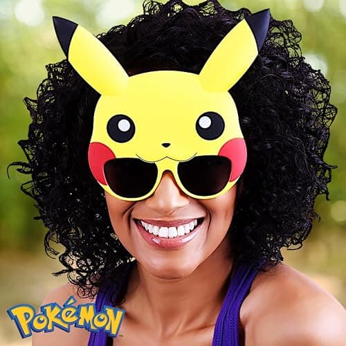 Sun-Staches Pokémon Pikachu Official Sunglasses Costume with UV400 Lenses, Pikachu Yellow Mask, One Size Fits Most thumbnail 2