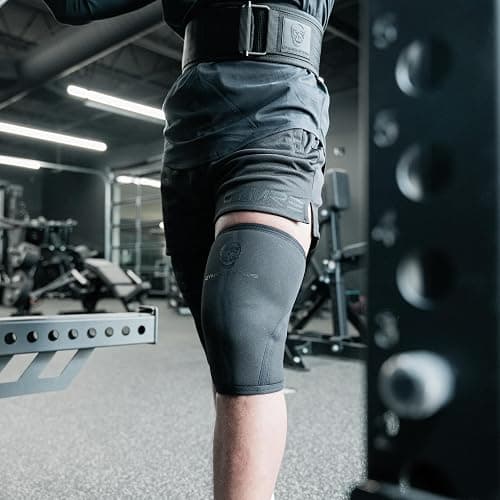 Gymreapers Knee Sleeves (1 Pair) With Gym Bag - IPF Approved - Knee Compression Sleeve Support for Squats, Weightlifting, and Powerlifting 7MM Neoprene Sleeves - 1 Year Warranty (Black/Black, Medium) thumbnail 4