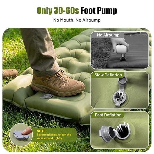 PHYSEN Camping Isomatte mit Aufblasbare & 360° Riemen – Wasserdicht Fußpumpe Luftmatratze für Outdoor, Strand, Auto & Wohnmobil – Schnellaufblasbar & Fixierbar thumbnail 4