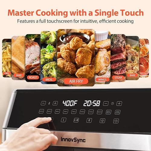 12QT Large Dual Air Fryer, 10-in-1 Double Zone Airfryer with 2×6QT Baskets, 60° Easy-Panel with Full Touchscreen, SyncCook Function, Viewing Window, Nonstick & Dishwasher Safe, 2 Dishes at Once, Black thumbnail 5