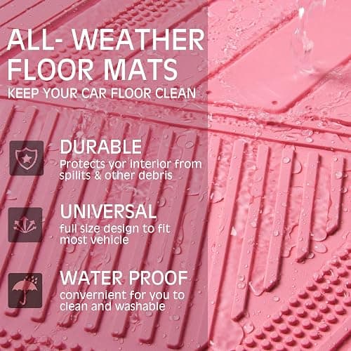 CAR PASS Heavy Duty Rubber Floor Mats Pink Car Mats Full Set with Trunk Cargo Liner - Universal Waterproof Floor Mats for Car SUV Truck, Durable All Weather Liner Mats Automotive Women (All Pink) thumbnail 7