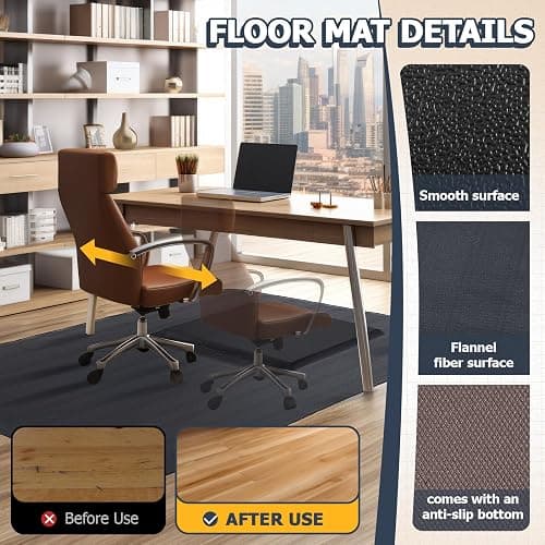 Nuanchu 2 Pcs Large Hard Floor Chair Mat and Anti Fatigue Mat Set Desk Rug for Rolling Chair on Hardwood Non Slip Anti Fatigue Rug for Standing Work Office Kitchen (47 x 35 Inches,29 x 17 Inches) thumbnail 4