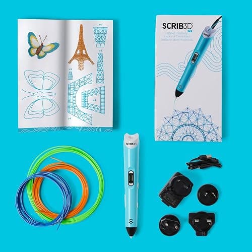 SCRIB3D P1 3D Printing Pen with Display - Includes 3D Pen, 3 Starter Colors of PLA Filament, Stencil Book + Project Guide, and Power Adapter thumbnail 5