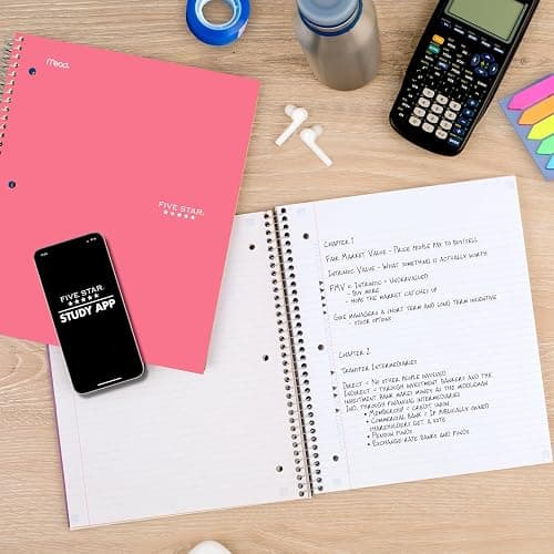 Five Star Spiral Notebook + Study App, 5 Subject, College Ruled Paper, 8-1/2" x 11", 200 Sheets, Fights Ink Bleed, Water Resistant Cover, Prom Pink (820004R) thumbnail 2
