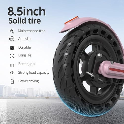 Roinside Electric Scooter - 8.5"/10''Solid Tires, 350W/500W Motor, Up to 19/22MPH& 16/21/23Miles Long-Range Portable Commuting Scooter for Adults with Double Braking System, App thumbnail 4