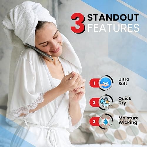 Infinitee Xclusives Luxury 100% Ring-Spun Cotton White Bath Towels Set of 4 (27x54 inches) – Soft, Absorbent & Quick-Drying Towels for Bathroom, Gym, Spa & Hotel Use (Brilliant White, Bath Towels) thumbnail 5