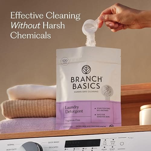 Branch Basics Laundry Detergent – 4lbs (120 loads) | Plant & Mineral-Based Formula | Lifts Stains & Removes Odor | Plastic-Free, Fragrance-Free & Safe for Sensitive Skin thumbnail 7