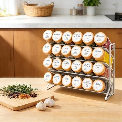 AISIPRIN Spice Rack with Spice Jars 398 Labels-4oz 24 Pcs Spices Jar with Bamboo Airtight Lids,Spices Container Set Seasoning Organizer for Countertop, Cabinet, Kitchen, Pantry, Cupboard thumbnail 7