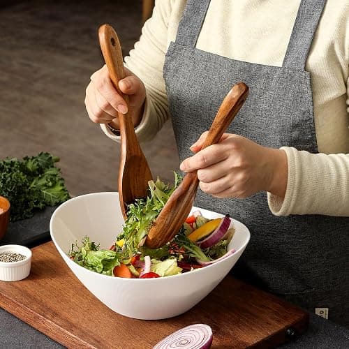 Wooden Spoons for Cooking, 12 Pcs Teak Wood Kitchen Utensils Set with Spoon Rest - Nonstick Heat Resistant Wooden Cooking Utensils, Natural Healthy Spatula Set for Pots and Pans thumbnail 7