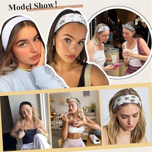 TERSE Leopard Headbands for Women Y2K Accessories: Trendy Women Head Bands with Cute Bow Star Cheetah Print, Stretchy Hair Bands 6PCS thumbnail 4