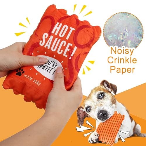 Prime Pets Plush Dog Toys Set, 3 Pack, Crinkle Squeaky Dog Toys, Food Shaped Pet Toy for Small Medium Large Dogs, Stuffed Puppy Chew Toy thumbnail 4