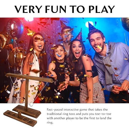 DreamToyz Ring Toss Games for Adults, Yard Games, Patio Decor, Outdoor Indoor Games, Wooden Hook and Ring Game for Bars, Home, Party, 15.7" X 13" Large Size thumbnail 4