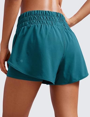 CRZ YOGA High Waisted Running Shorts for Women 3" - Split Breathable for Athletic Tennis Gym Workout with Pockets thumbnail 2