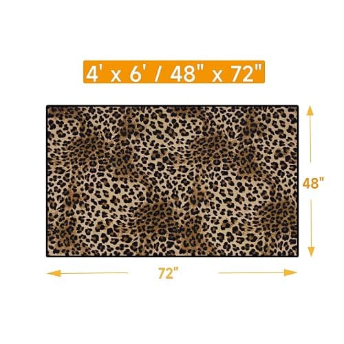 Aukib Leopard Rug 4x6 Cheetah Print Washable Non-Slip Rug Ultra Soft Low-Pile Indoor Carpet for Living Dining Playroom thumbnail 2