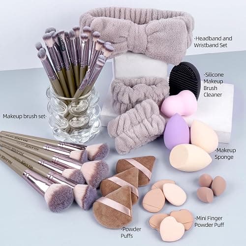 MAANGE Makeup Brushes 51 Pcs Makeup Kit, Multi-functional Makeup Tool Set with Makeup Brush Foundation Brush Make up Brushes Set With Bag (Champagne) thumbnail 2