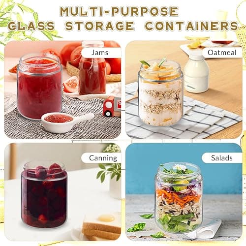 4 Pack Glass Jar With Airtight Lids Overnight Oats Containers With Lids Mason Jars Food Storage Containers For Yogurt Snacks Sugar Spice And More (Pink, 500ml/16.7oz) thumbnail 6