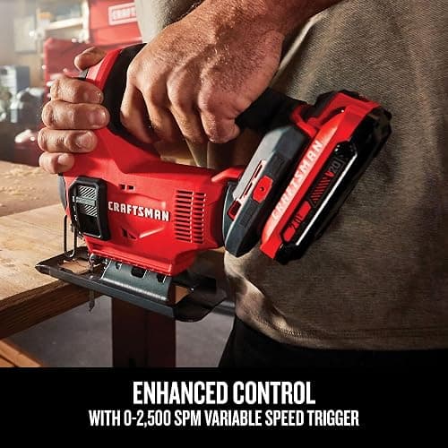 CRAFTSMAN V20 Cordless Jig Saw Kit, 3 Orbital Settings, Up to 2,500 SPM, Battery and Charger Included (CMCS600D1) thumbnail 7