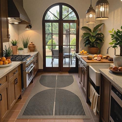 Lahome Modern Rainbow Easy Jute Rug, 3x5 Washable Rugs for Entryway Farmhouse Black Patio Carpet, Non Slip Indoor Door Mat Contemporary Outdoor Porch Carpet for Laundry Guestroom Room Decor thumbnail 7
