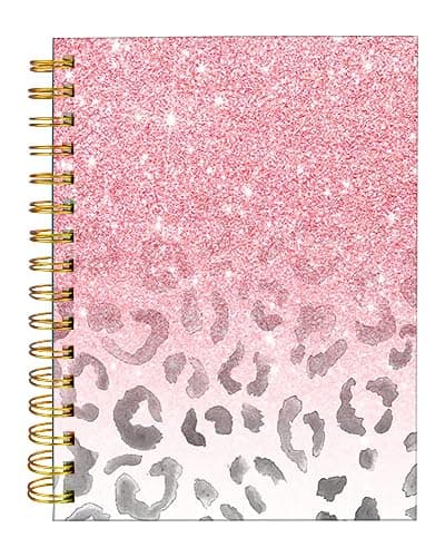 iampanda Spiral Journal Notebook,Strong Twin-Wire Binding with Premium Paper for Girl Women,Modern Girly Design 60 Sheets A5 College Ruled Notebook/Journal,Perfect for School Office Home Gifts,Pink - Image 1