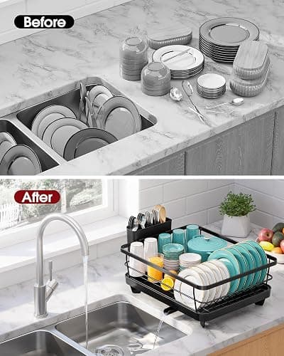 Sakugi Dish Drying Rack Compact Dish Racks Drain Board Dark Black Large | For Kitchen Counter, Stainless Steel, Use in Sink & on Countertop, Durable, Space-Saving thumbnail 7