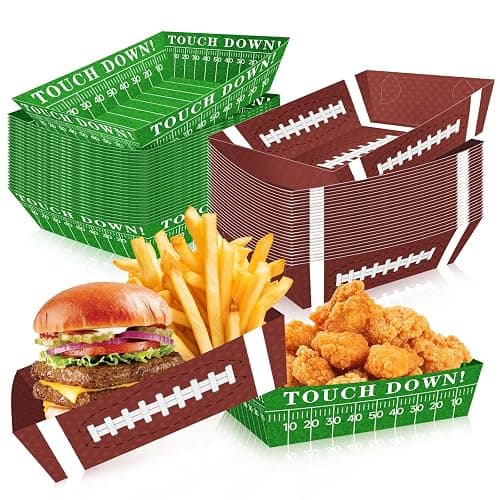 50Pcs Football Party Supplies, 5lb Football Food Plates, Football Paper Trays Disposable Bowls Nacho Trays, Football Theme Party Favors for Gameday, Carnivals, Birthday, Sport, Party Decor - Image 1