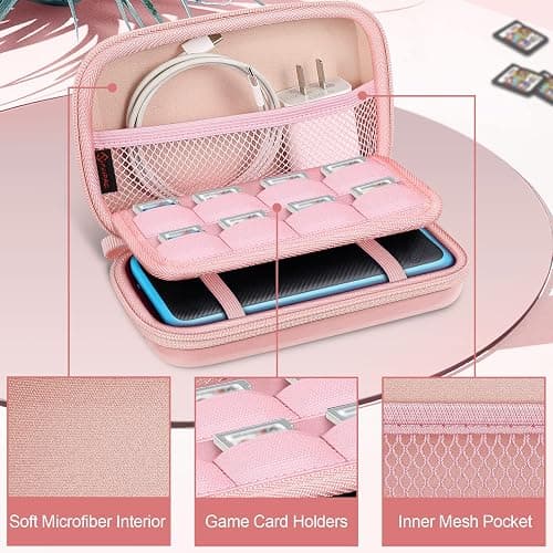 Fintie Carrying Case for Nintendo New 2DS XL LL/New 3DS / 2DS / 3DS XL LL, Protective Hard Shell Portable Travel Cover Pouch with Game Card Slots & Inner Pocket, Rose Gold thumbnail 3