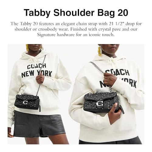 Crystal Rivets Quilted Tabby Shoulder Bag 20 with Chain thumbnail 3